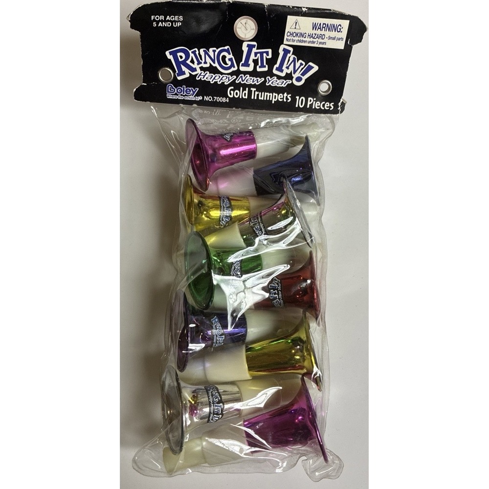 Vintage Boley 10‎ Plastic Toy Trumpet Ring It In New Year Party 2006 NEW *flaw